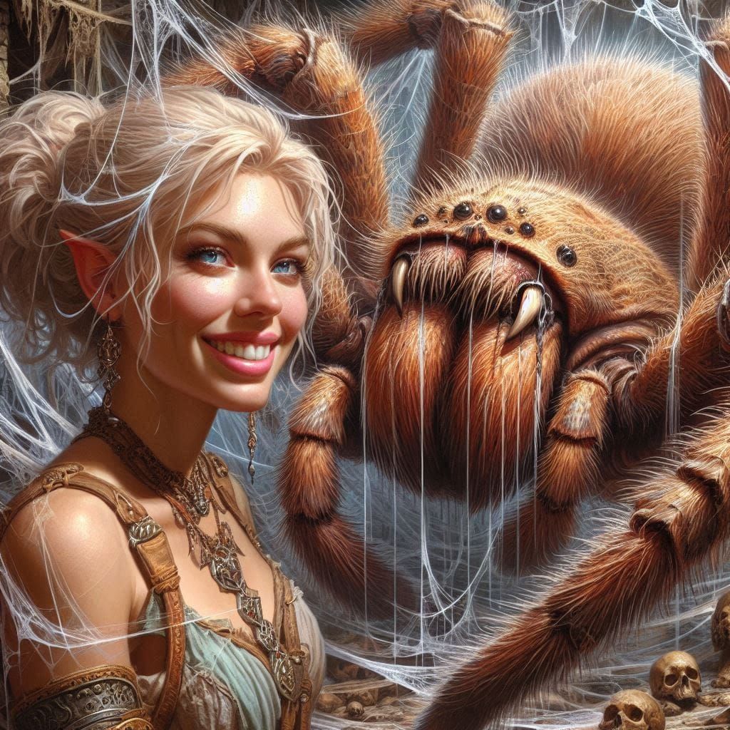 dark fantasy spider in dungeon