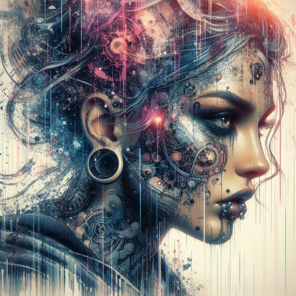 double exposure beautiful fantasy DALL-E 3 portrait landscap...
