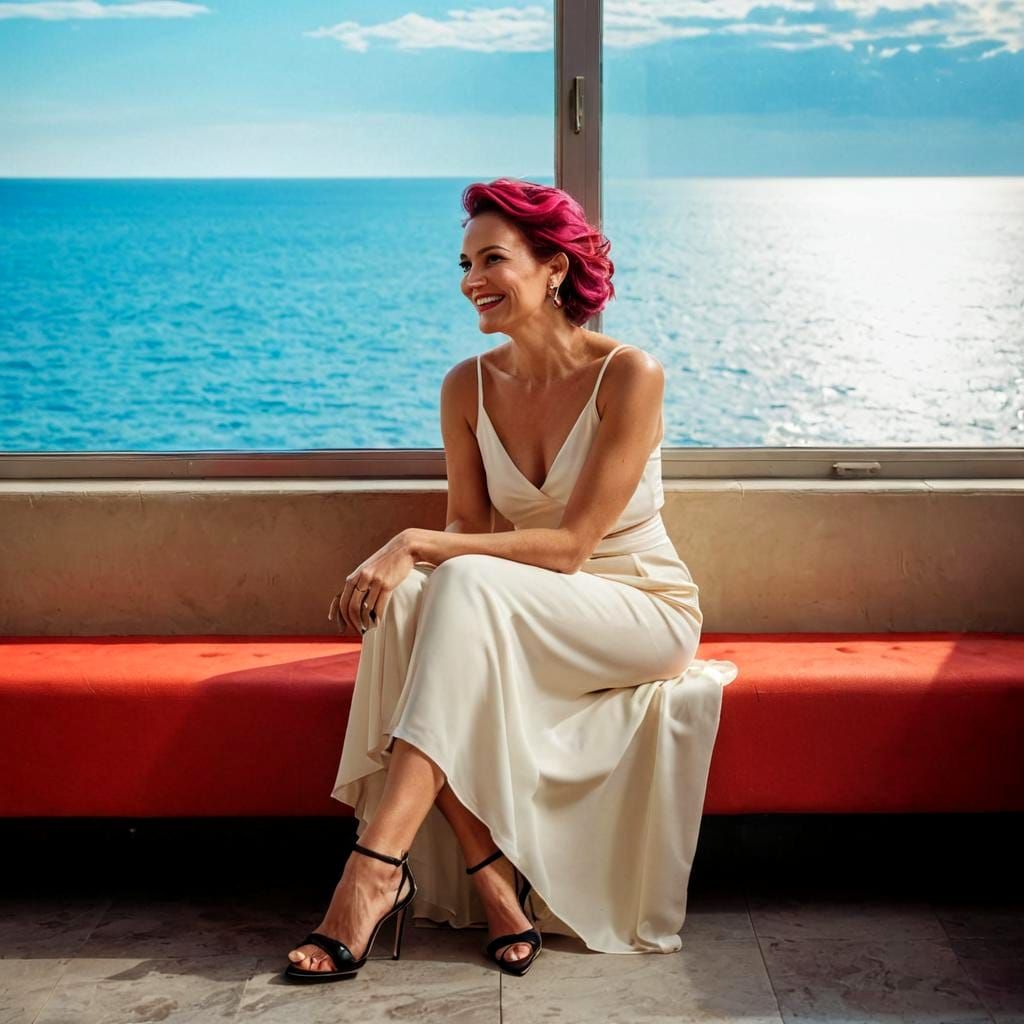 Happy Charismatic Woman, Hyperrealistic Photographic Portrai...