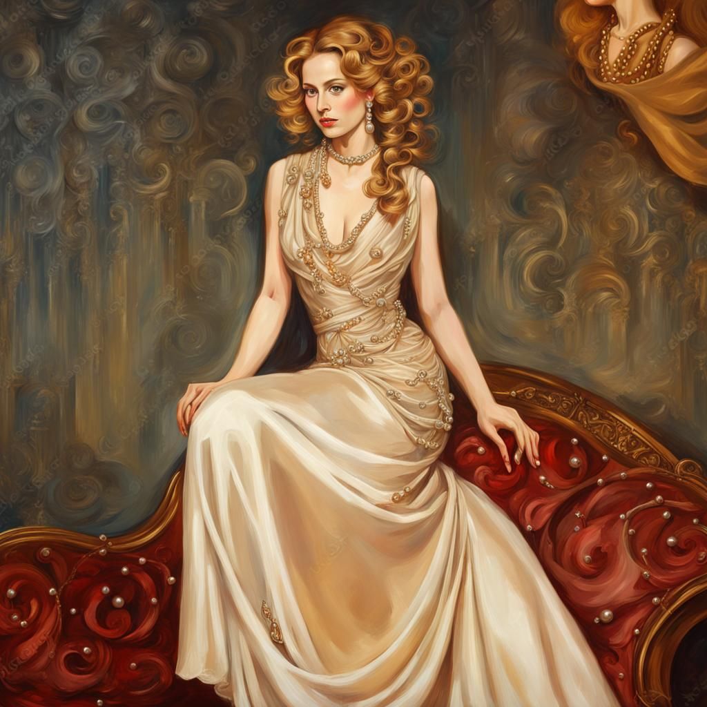 Elegant Woman Portrait in Klimt Style