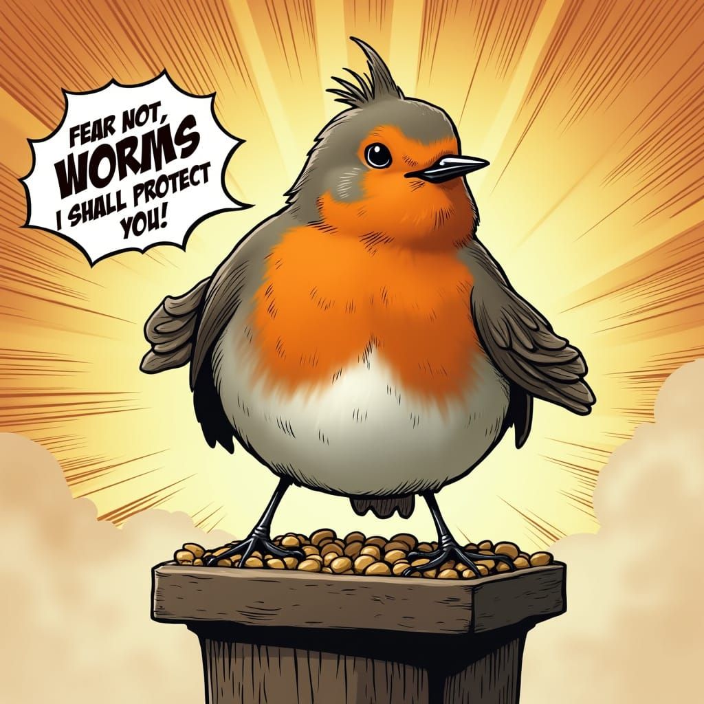Overconfident Robin Strikes a Superhero Pose