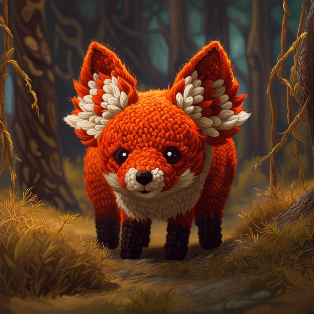 Crocheted Fox AI Generated Artwork NightCafe Creator