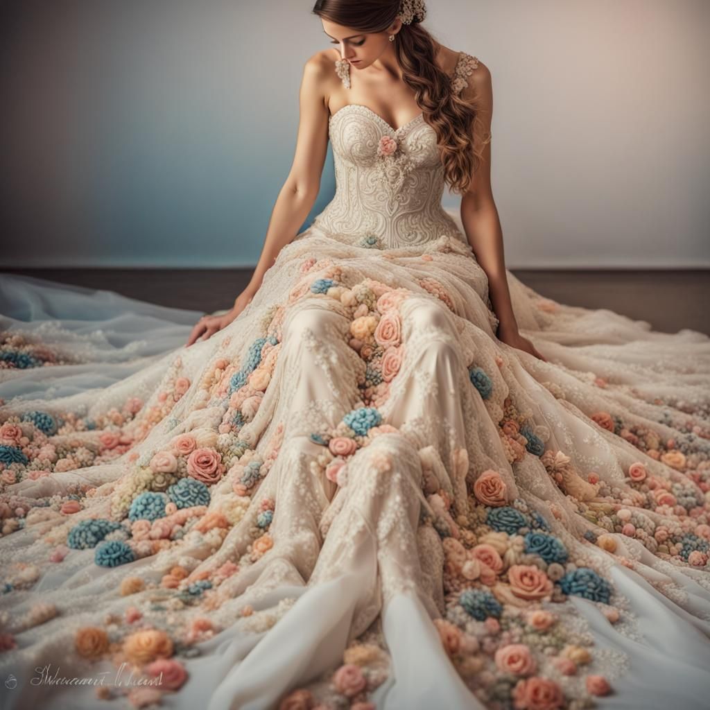 beautiful wedding dress on dress from covered in intricate e...