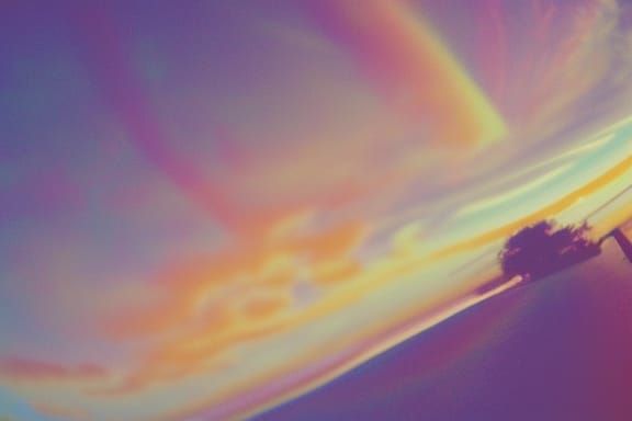 A stellar chrome sunset on planet Neptune vintage pastel  ba...