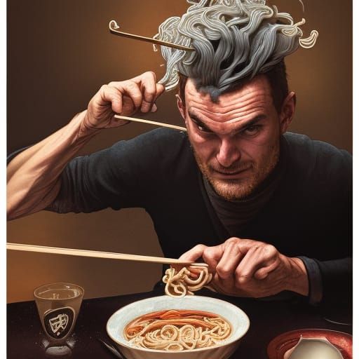 Balthazar Getty eating Ramen
