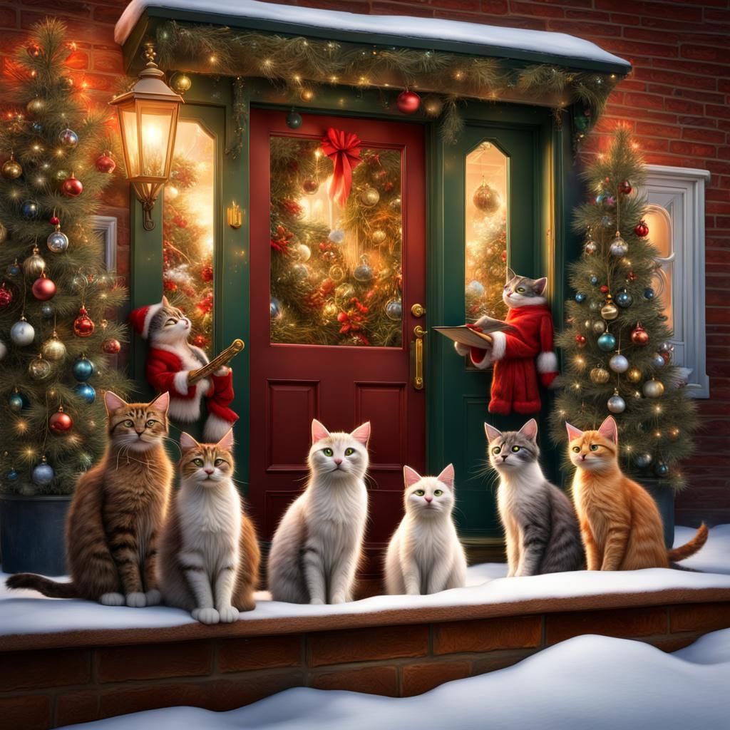 Cats Singing Christmas Carols 