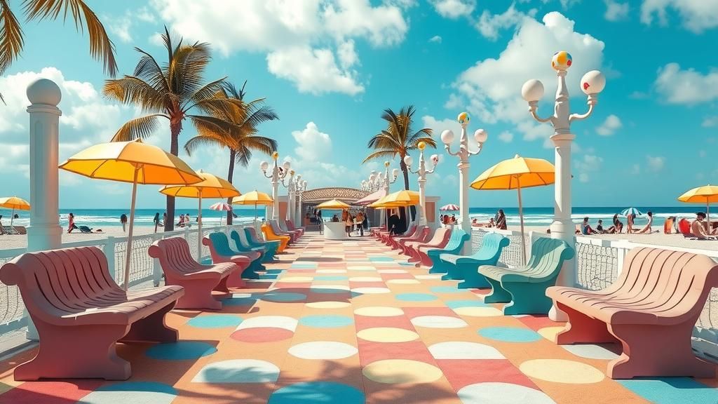 Zany Promenade Seating in vibrant Colours and shapes based o...