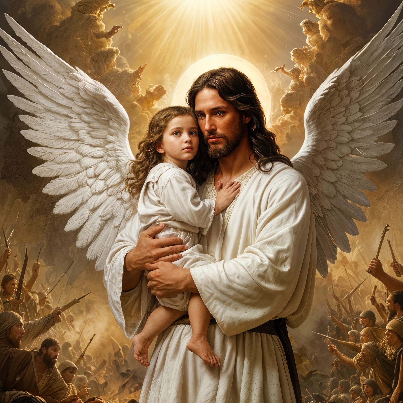 Jesus protecting the innocent