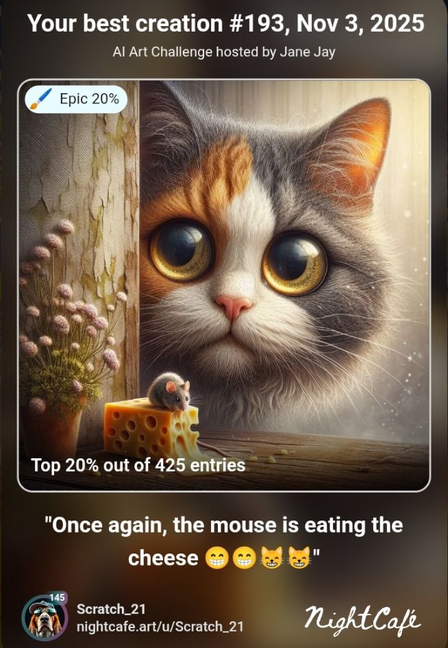 The Mouse is Eating the Cheese 😁😁😸