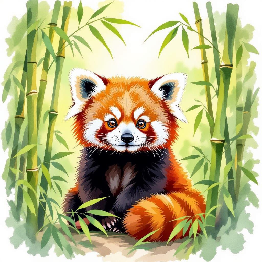 red baby panda  by @Medea