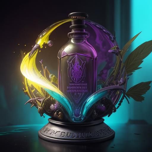 A vibrant beetle potion bottle