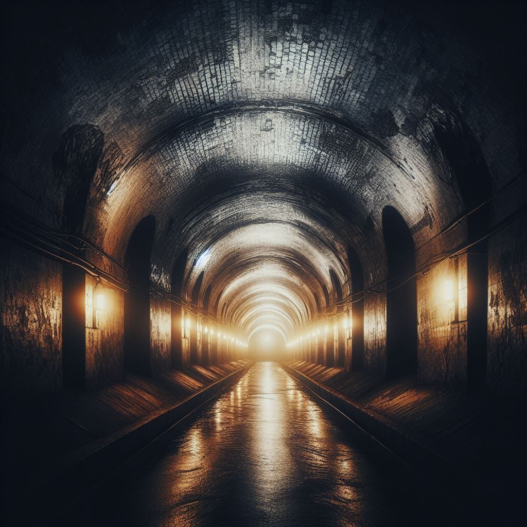 An underground tunnel , liminal space