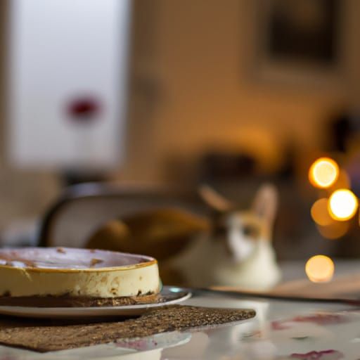 Cat looking at cheesecake