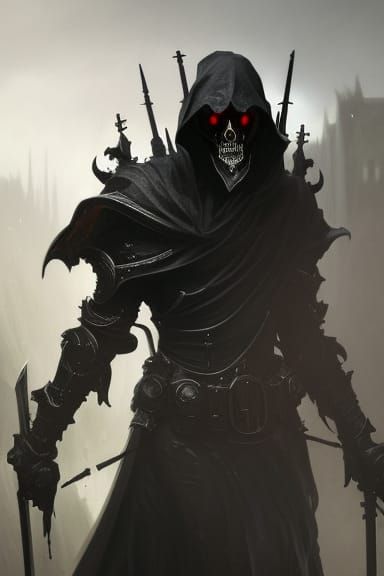 Grim reaper in black armour, a masterpiece, 8k resolution, dark fantasy ...