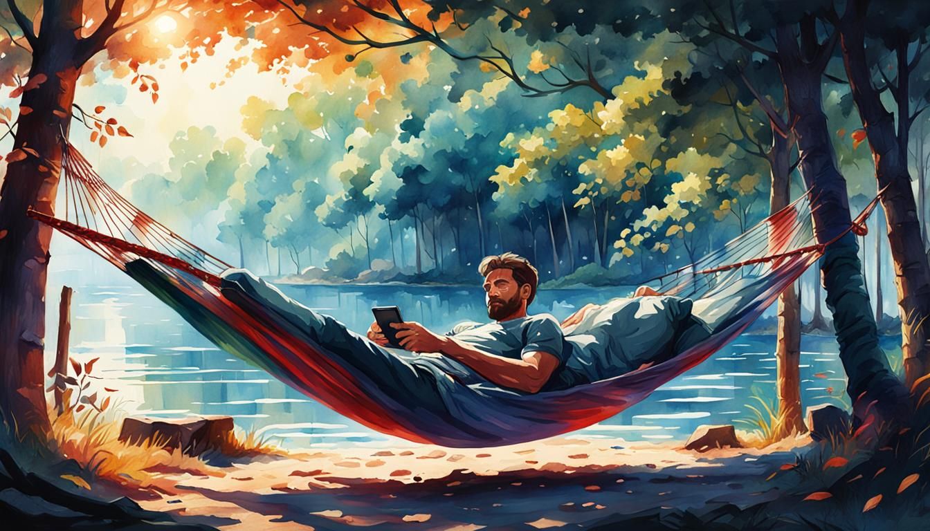 Hammock Scene as Detailed Watercolor Painting