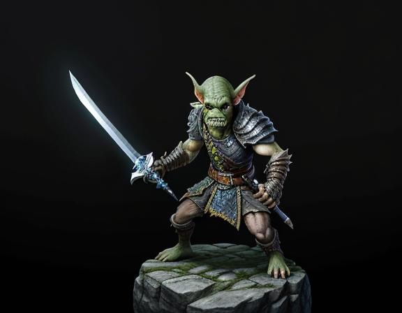 a goblin weilding in a small sword