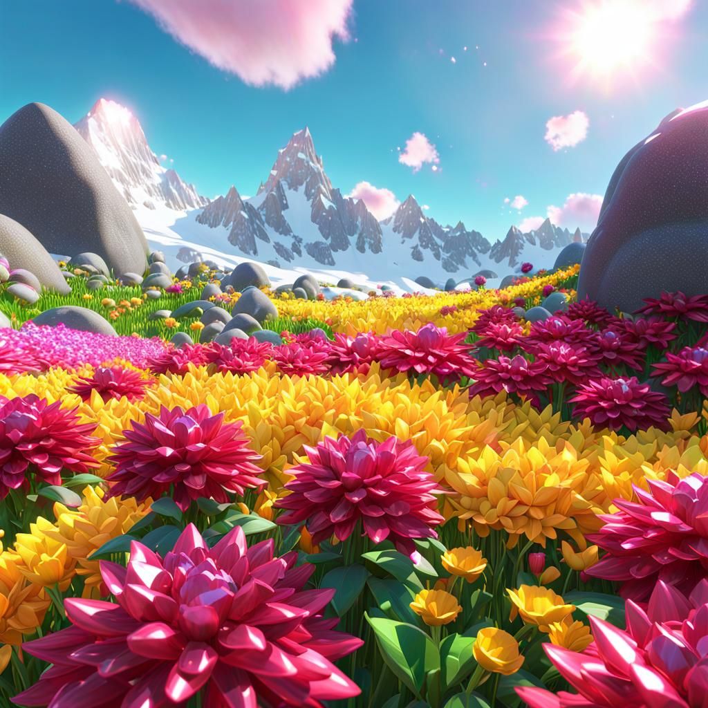 Crystal Mountain Meadow AI Generated Artwork NightCafe Creator