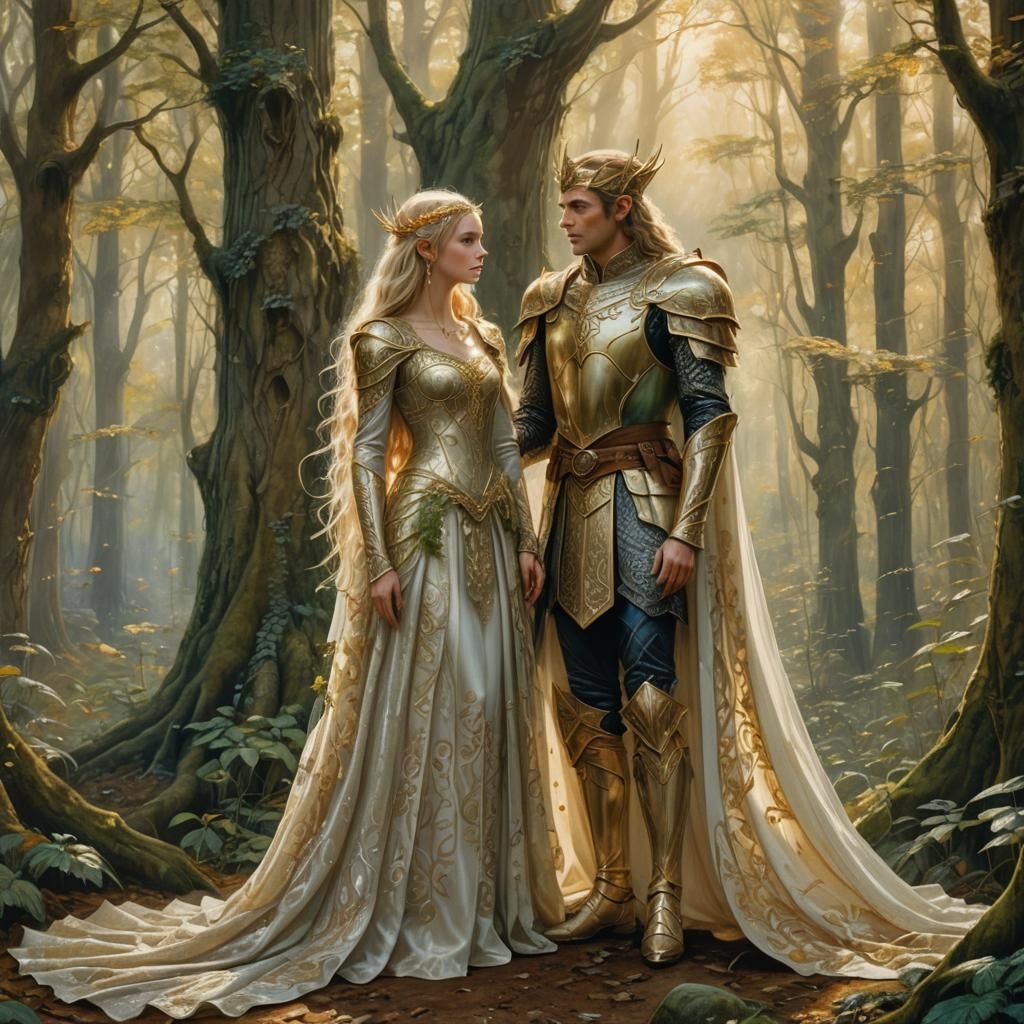 An elf queen and king on their wedding day 