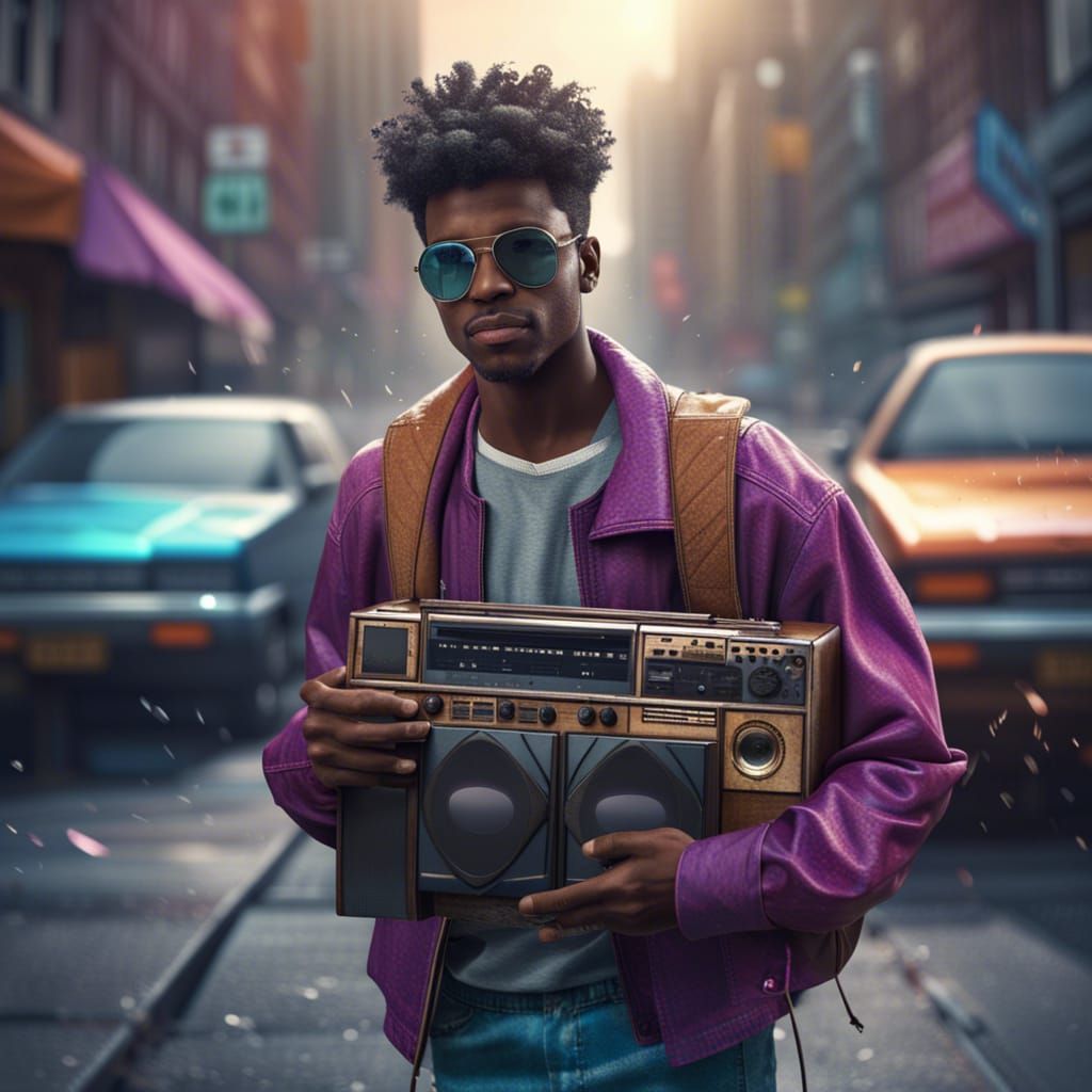 Dude with a boombox