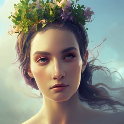 goddess of the spring, goddess of bloom, dynamic lighting, intricately ...