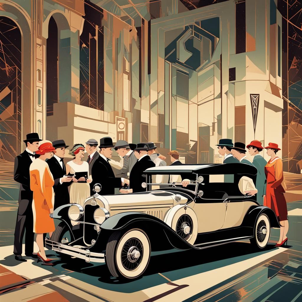 1920s art deco car show - AI Generated Artwork - NightCafe Creator