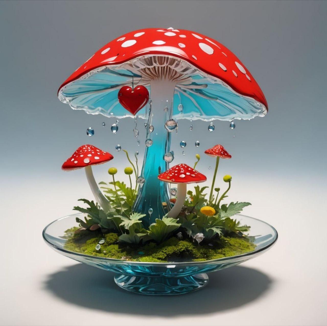 Glass Mushroom Sculpture