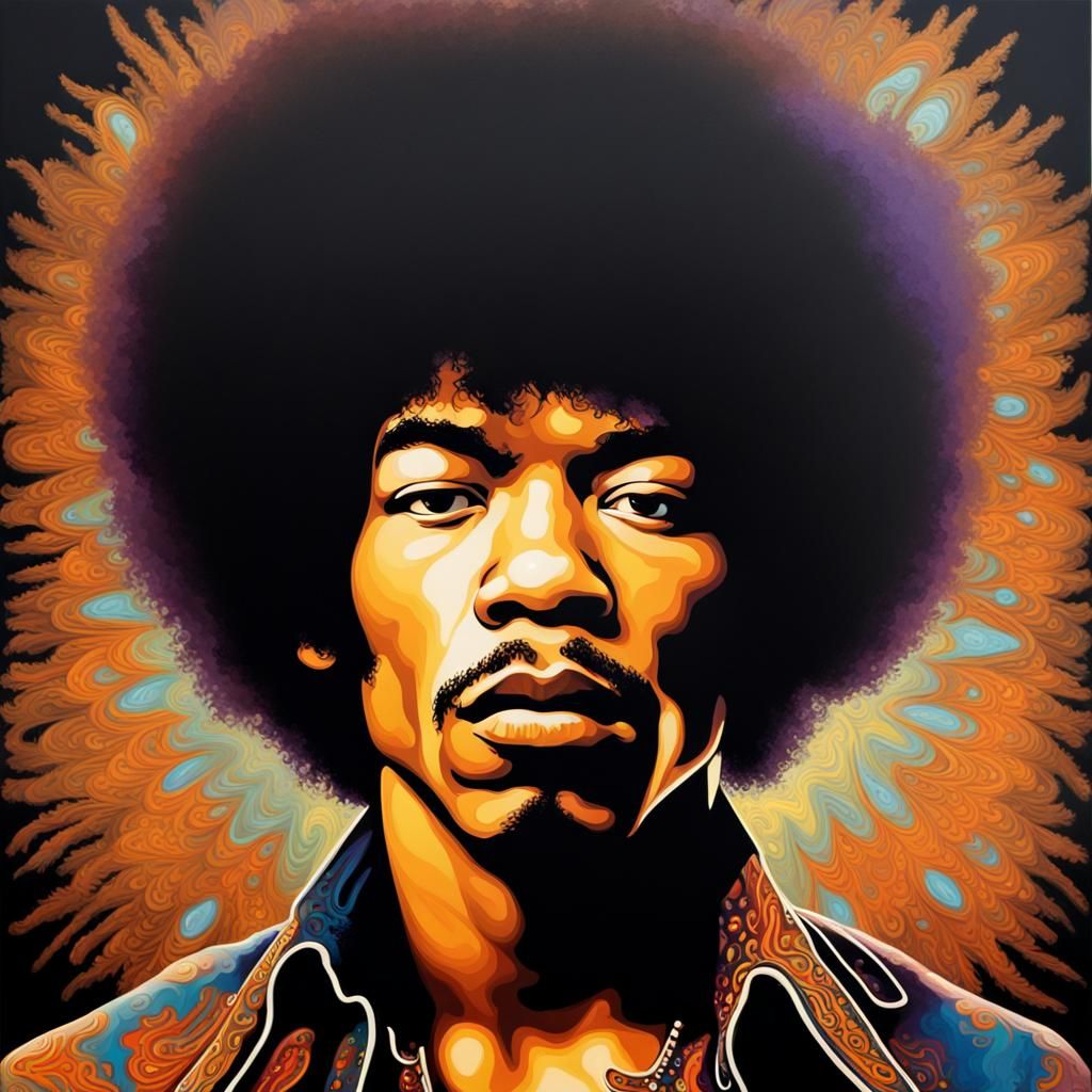 Psychedelic Jimi Hendrix - AI Generated Artwork - NightCafe Creator