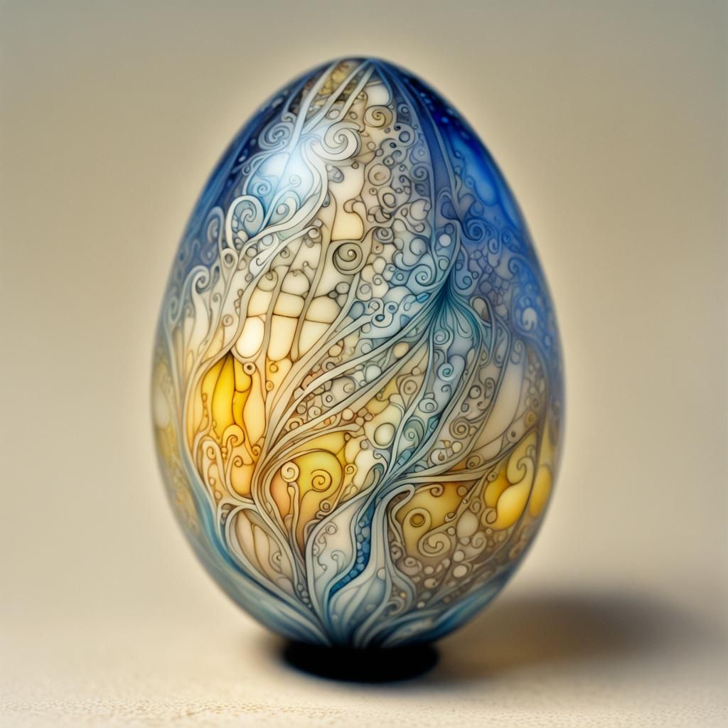 Intricately detailed Glass Egg, Whimsical Ethereal, Surreal, beige ...