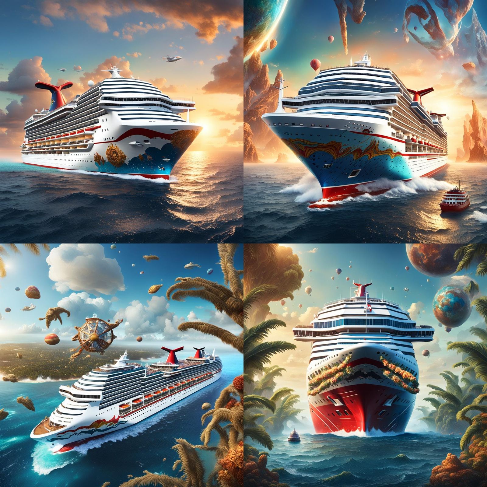 carnival cruise line ship cruising in the ocean as ET retunn...
