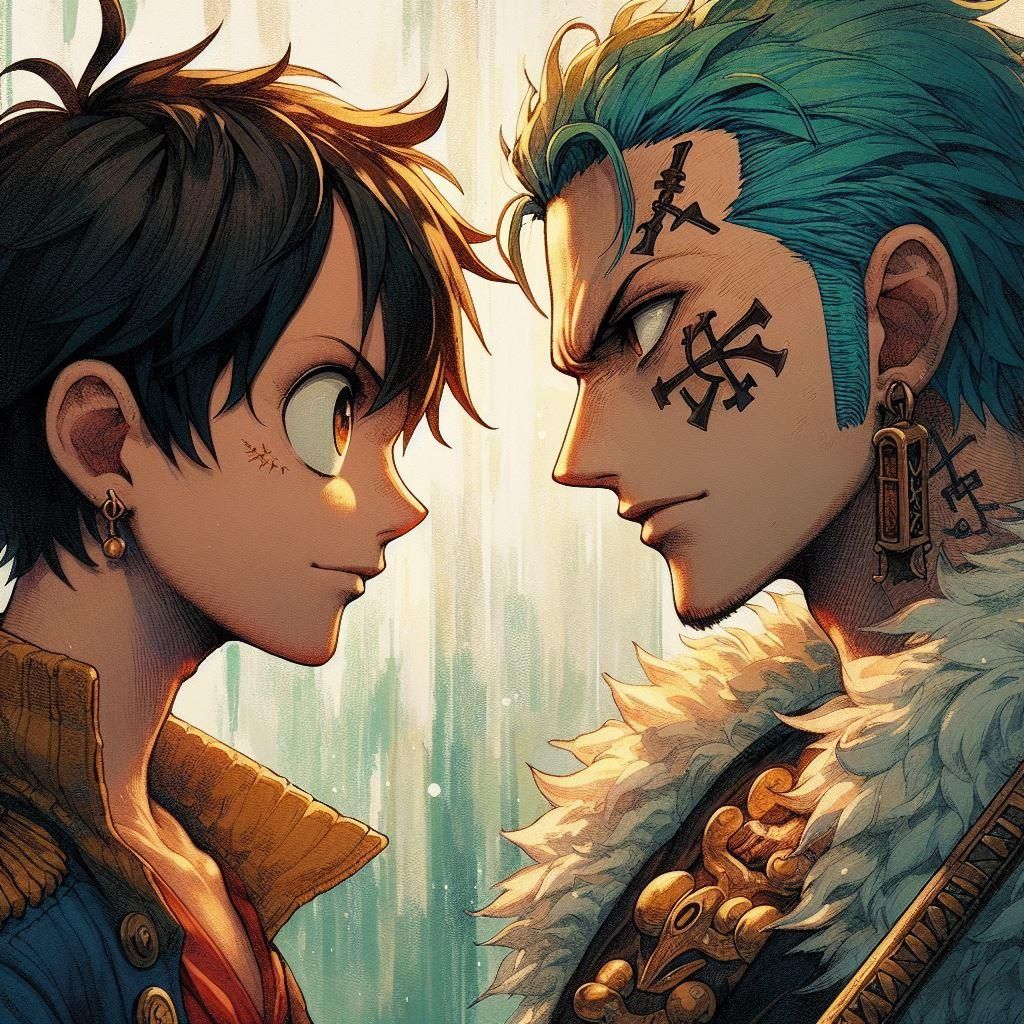 Two friends Luffy x Zoro - AI Generated Artwork - NightCafe Creator