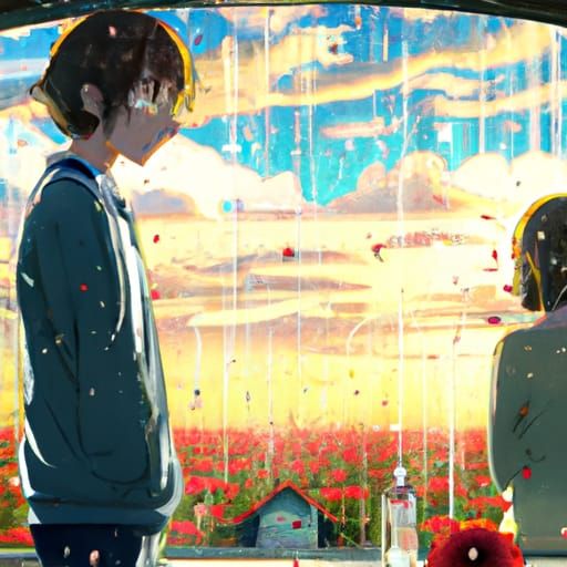 Melancholy Anime Key Visual in Ghibli Style