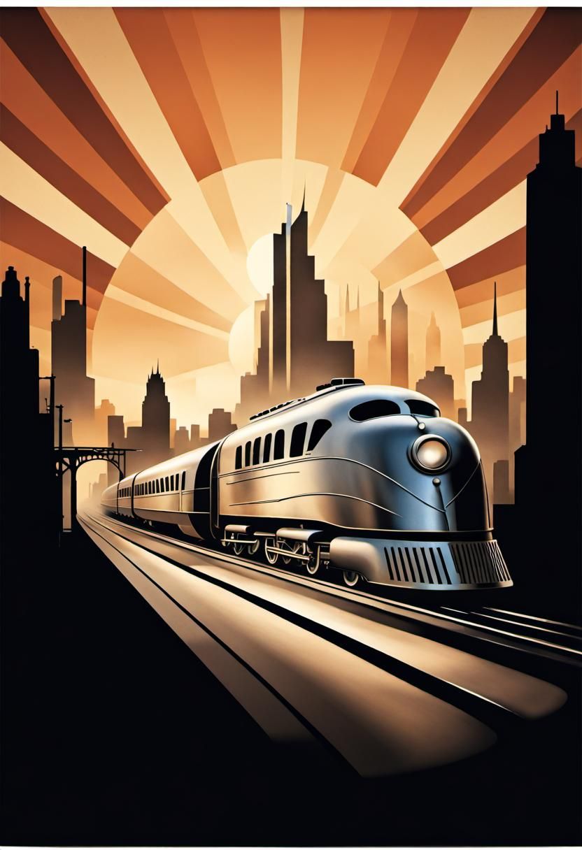 Art Deco Streamliner Train - AI Generated Artwork - NightCafe Creator