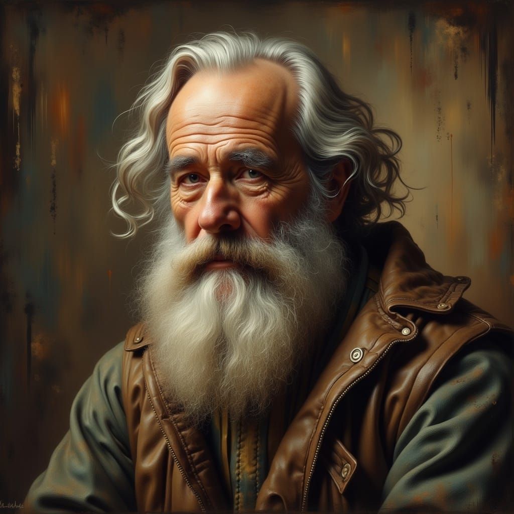 <lora:GazOilpaint:1.0> A beautiful photorealistic portrait of an old man with a thick beard, thick oilpaint