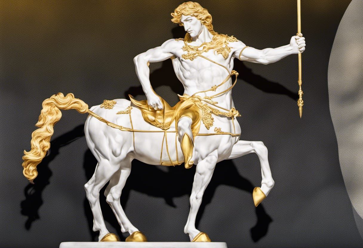 Trophy of a centaur, made of gold, golden figure 