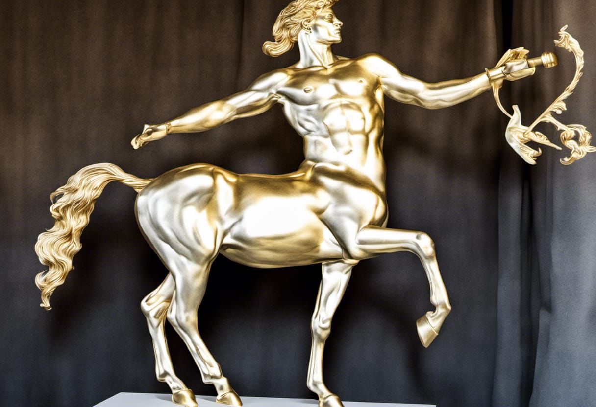 Trophy of a centaur, made of gold, golden figure 