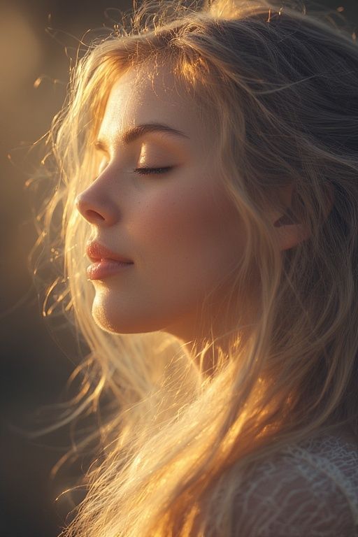 A beautiful, ethereal woman with flowing blonde hair and clo...