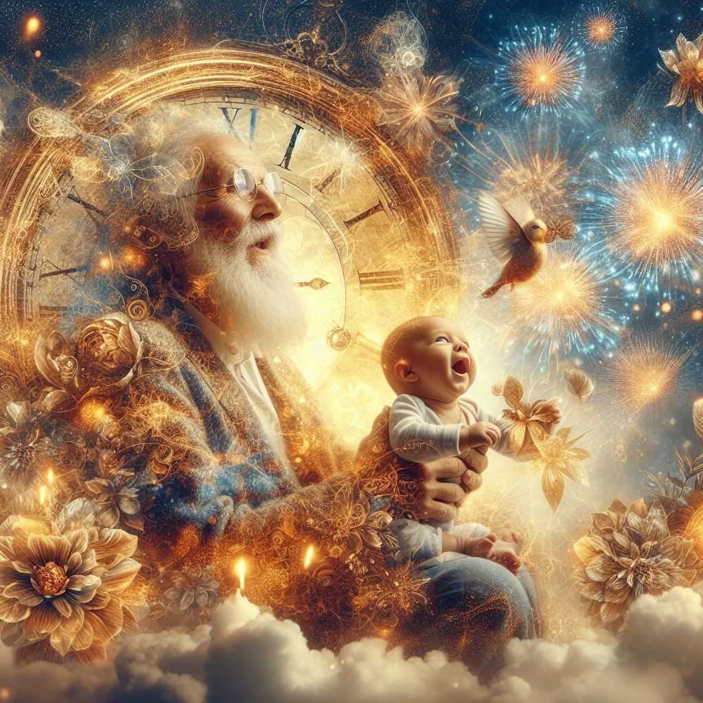 Father time bringing in the New Year