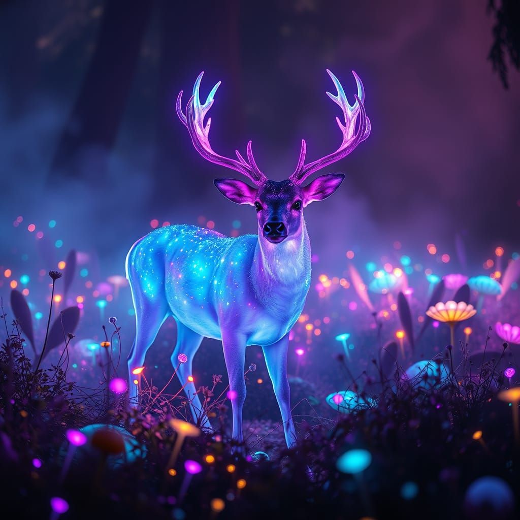 Mystical Deer: Bioluminescent deer   by @nishinishand