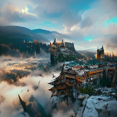 Elven City and Castle in the Mountains (Artistic) - AI Generated ...