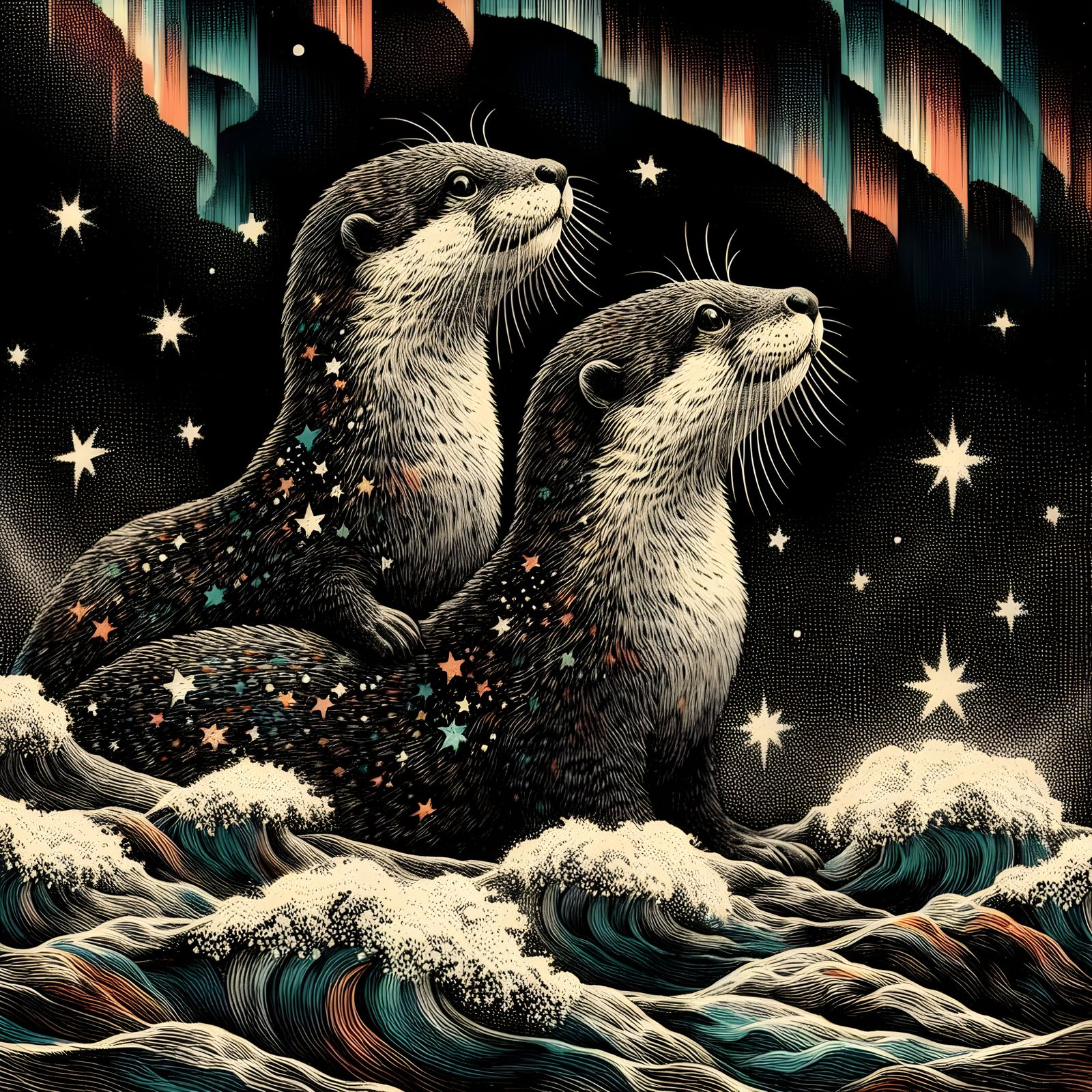 Northern Lights Otters
