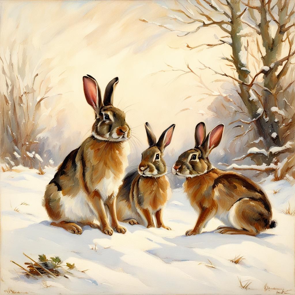 Rabbits in snow