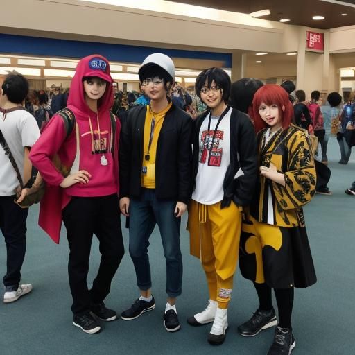 Friends Cosplaying Anime Characters at Convention