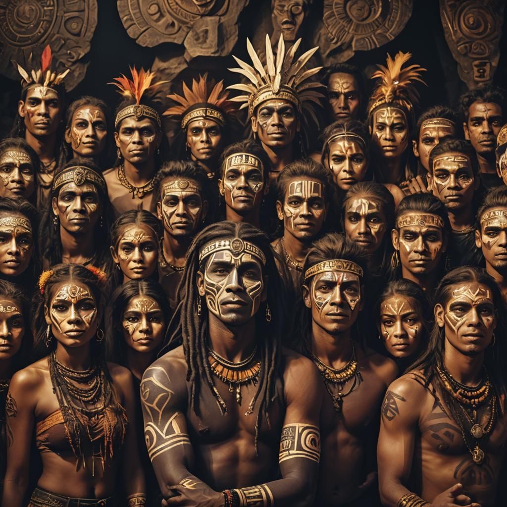 Energetic Tribal Face Paint in Fantasy Concept Art