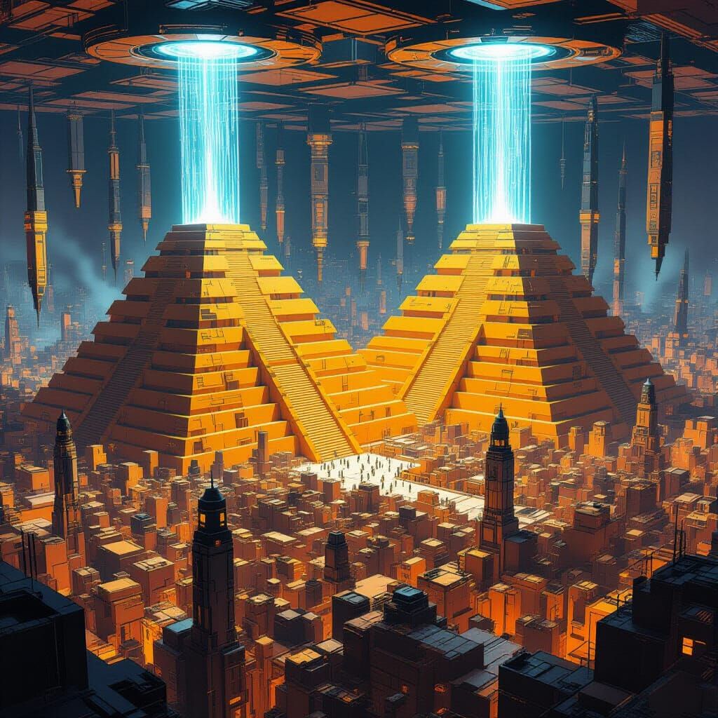 a futuristic city that has fallen into myth