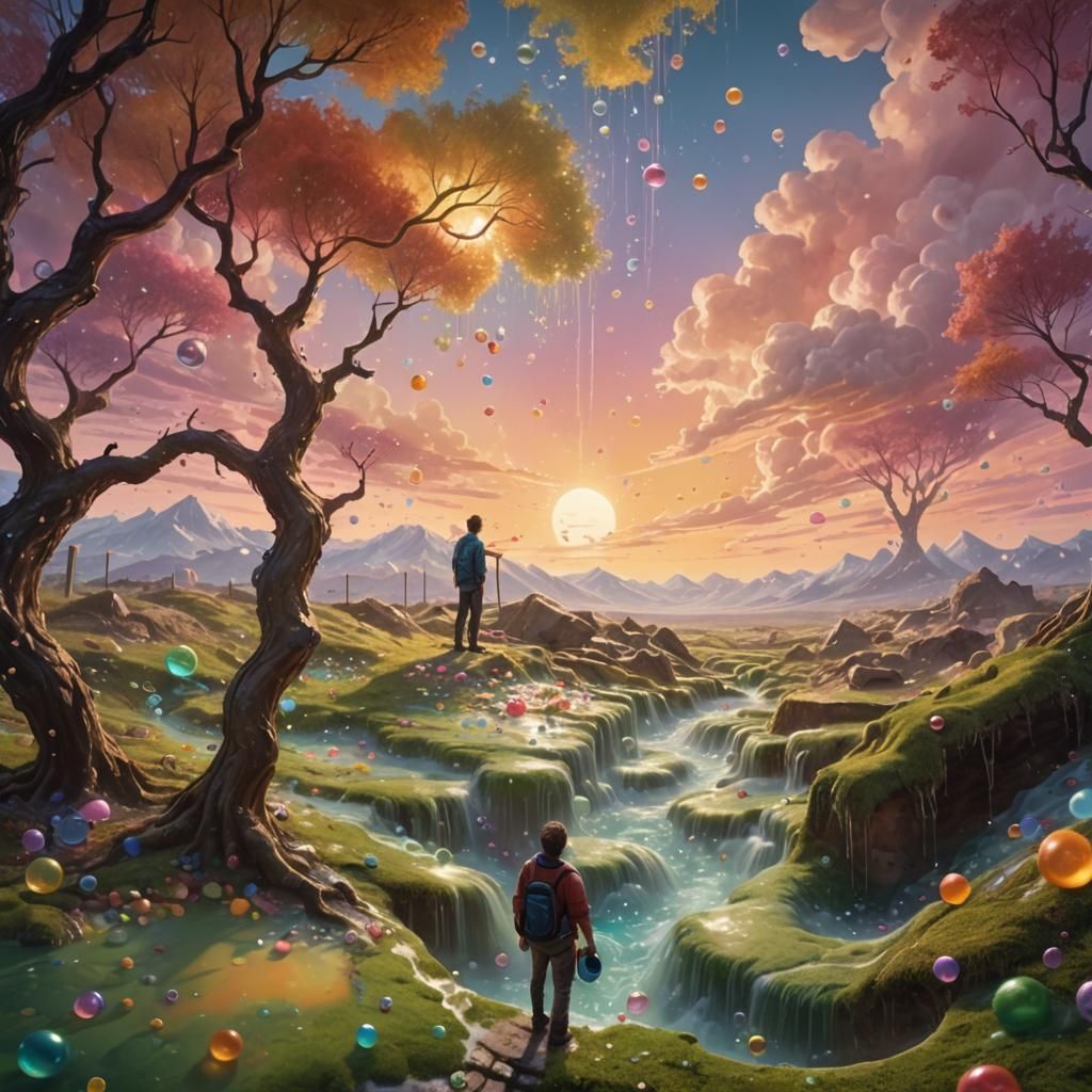 Chaotic Bathroom Soap Spill in Oil Painting Style