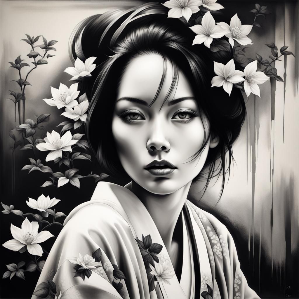 Black and White Portrait - AI Generated Artwork - NightCafe Creator