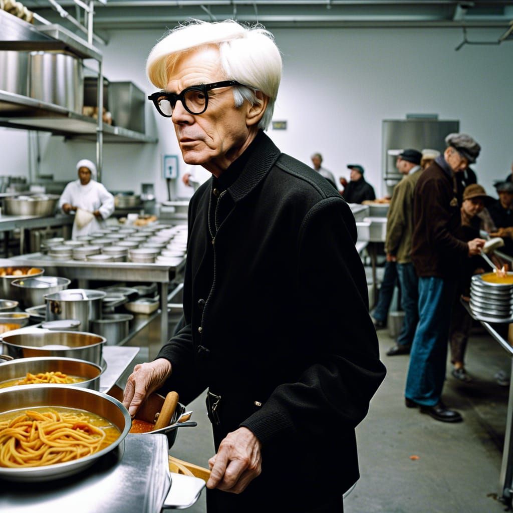 Andy Warhol helping out at a soup kitchen in New York  by @Alex Sumner
