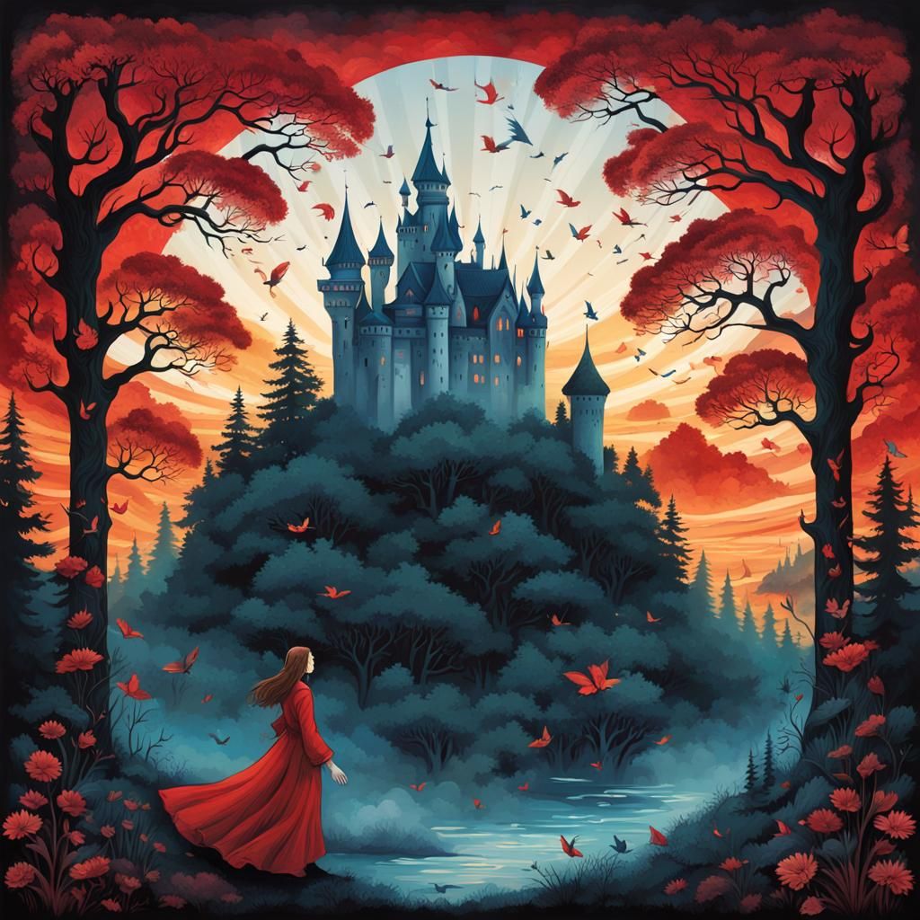 Watercolor dark and moody fairytale