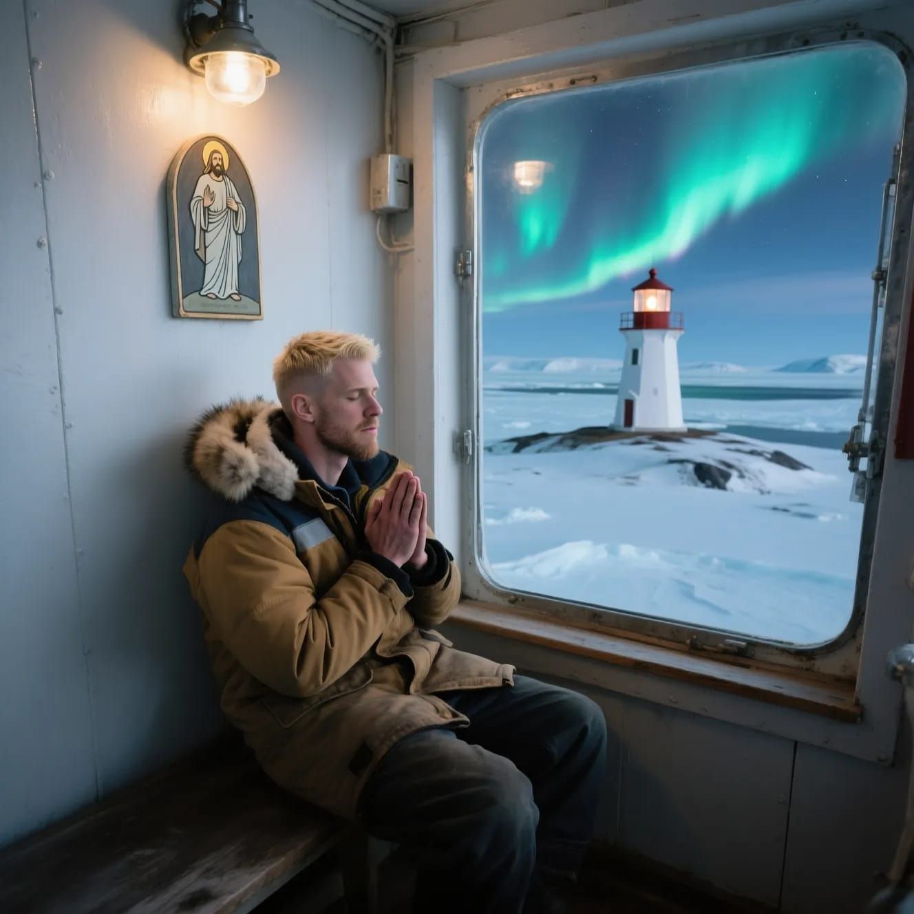 Aurora borealis: A solitary tower