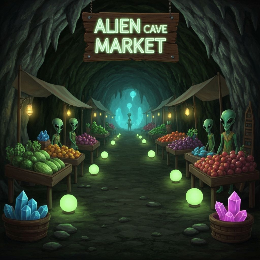 Daily Challenge #1046: Alien Market, Alien Cave Market  by @Mystienight